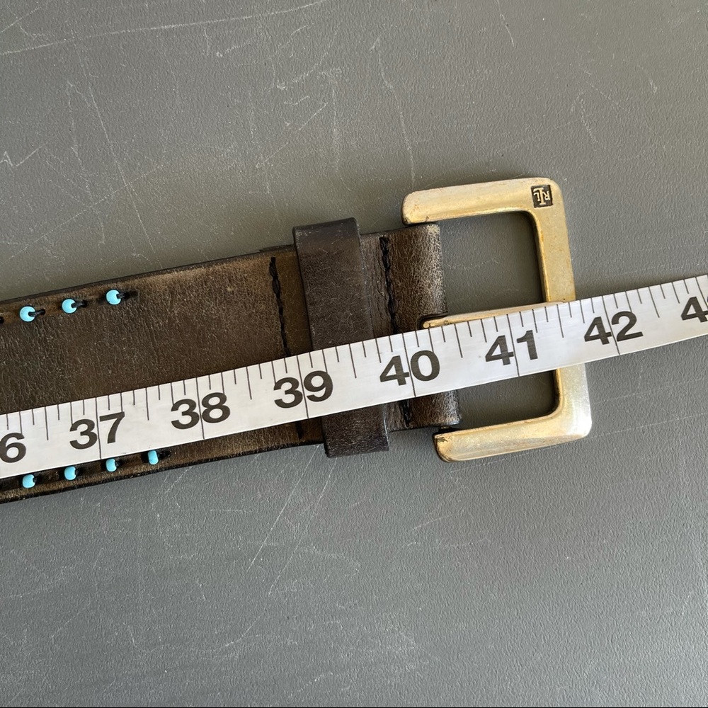 Lauren Ralph Lauren Brown Leather Belt Turquoise - Picture 7 of 7